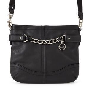 Coach Black Pebbled Leather Chain Crossbody Bag